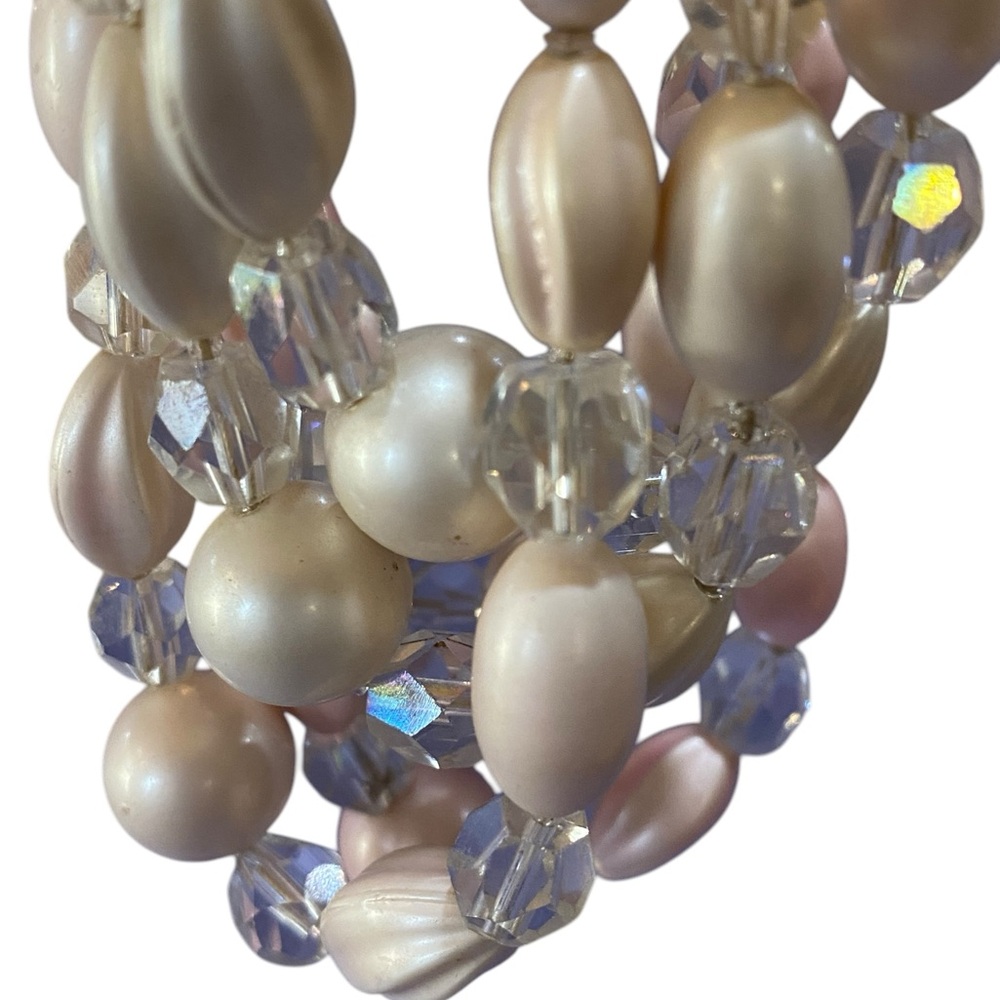 Three Strand Matte Pearl Necklace 16 inch - Picture 3 of 4